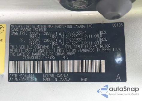 2005 Lexus Rx 330 from USA, damaged, VIN 2T2HA31U35C077425